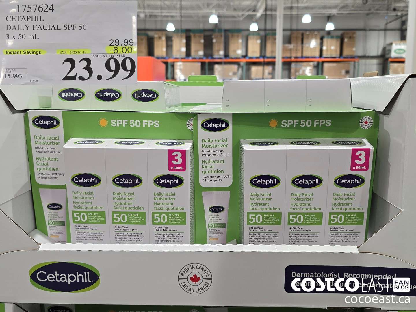 1757624 CETAPHIL DAILY FACIAL SPF 50 3 X 50 ML ($6.00 INSTANT SAVINGS EXPIRES ON 2025-04-13) $23.99