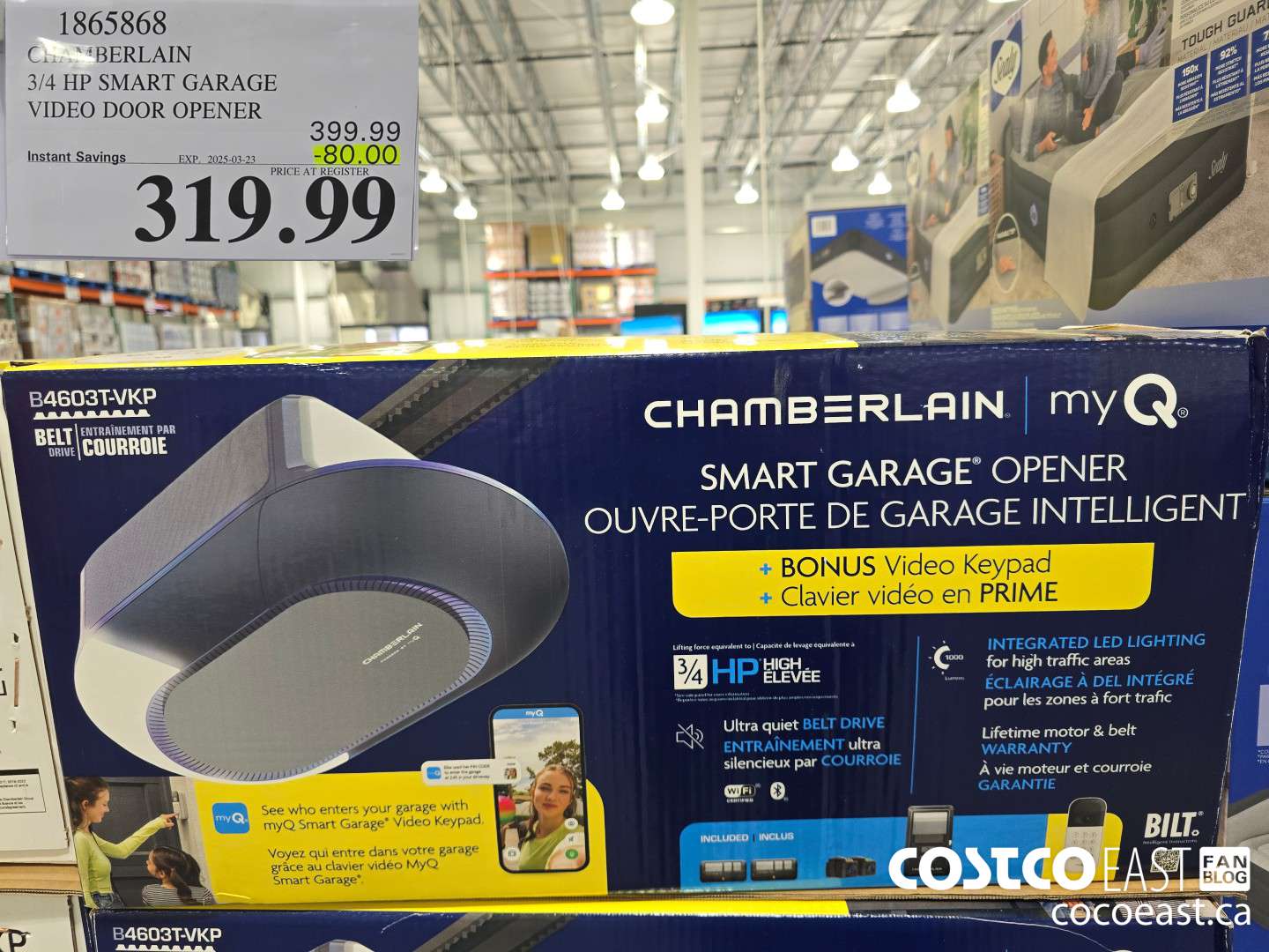 1865868 CHAMBERLAIN 3/4 HP SMART GARAGE VIDEO DOOR OPENER ($80.00 INSTANT SAVINGS EXPIRES ON 2025-03-23) $319.99