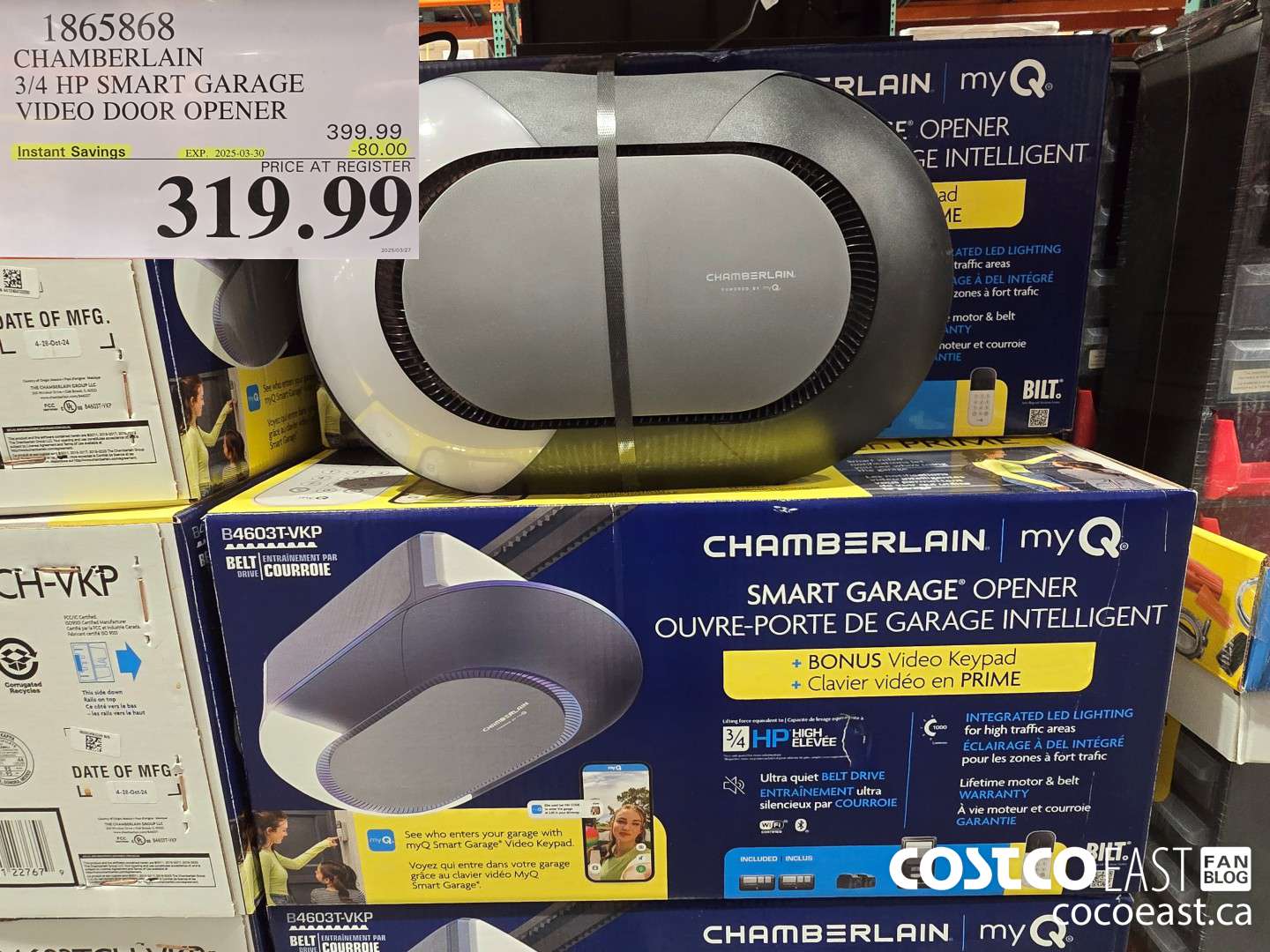 1865868 CHAMBERLAIN 3/4 HP SMART GARAGE VIDEO DOOR OPENER ($80.00 INSTANT SAVINGS EXPIRES ON 2025-03-30) $319.99