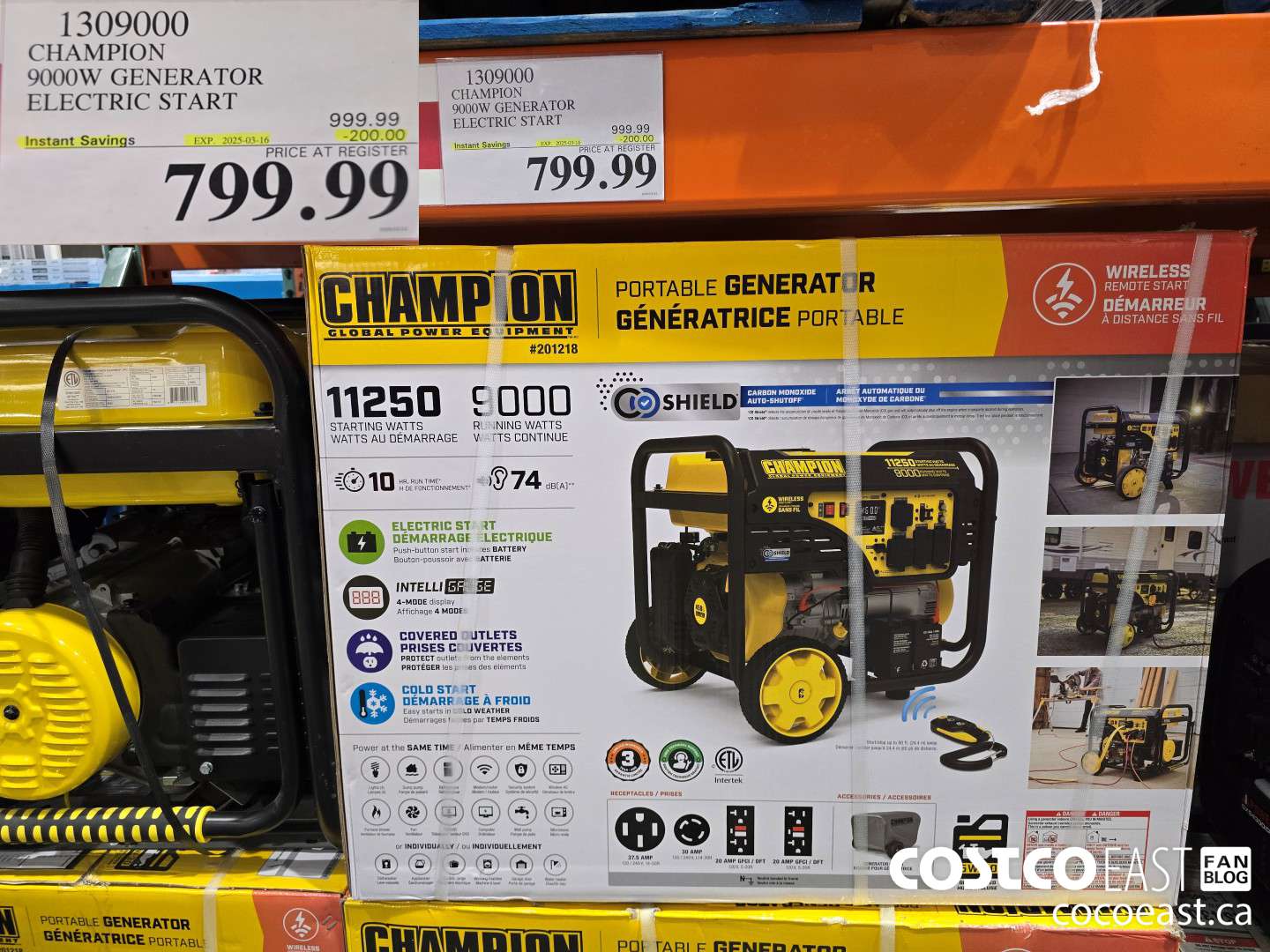 1309000 CHAMPION 9000W GENERATOR ELECTRIC START ($200.00 INSTANT SAVINGS EXPIRES ON 2025-03-16) $799.99