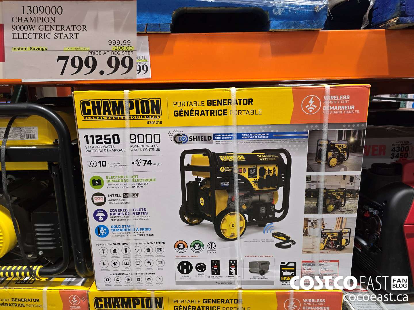 1309000 CHAMPION 9000W GENERATOR ELECTRIC START ($200.00 INSTANT SAVINGS EXPIRES ON 2025-03-30) $799.99