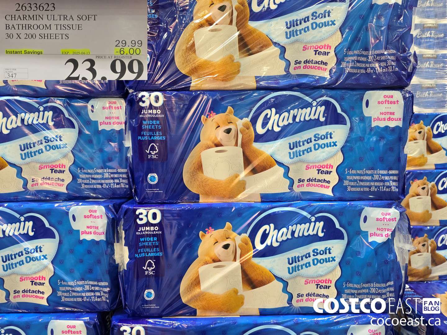 2633623 CHARMIN ULTRA SOFT BATHROOM TISSUE 30 X 200 SHEETS ($6.00 INSTANT SAVINGS EXPIRES ON 2025-04-13) $23.99