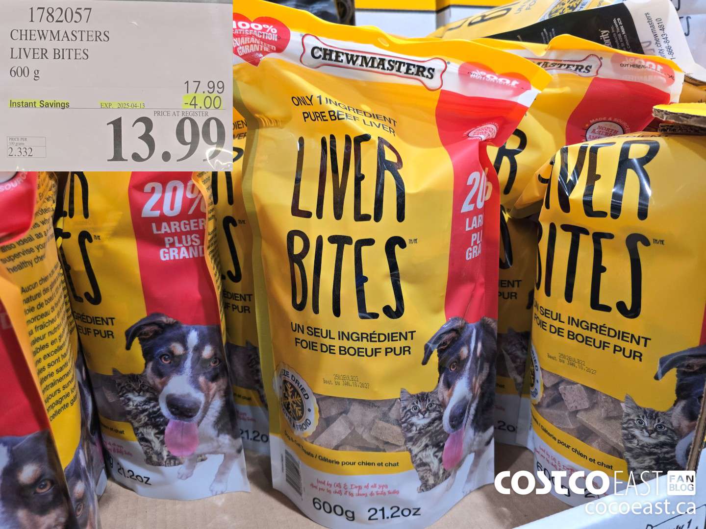 1782057 CHEWMASTERS LIVER BITES 600 g ($4.00 INSTANT SAVINGS EXPIRES ON 2025-04-13) $13.99