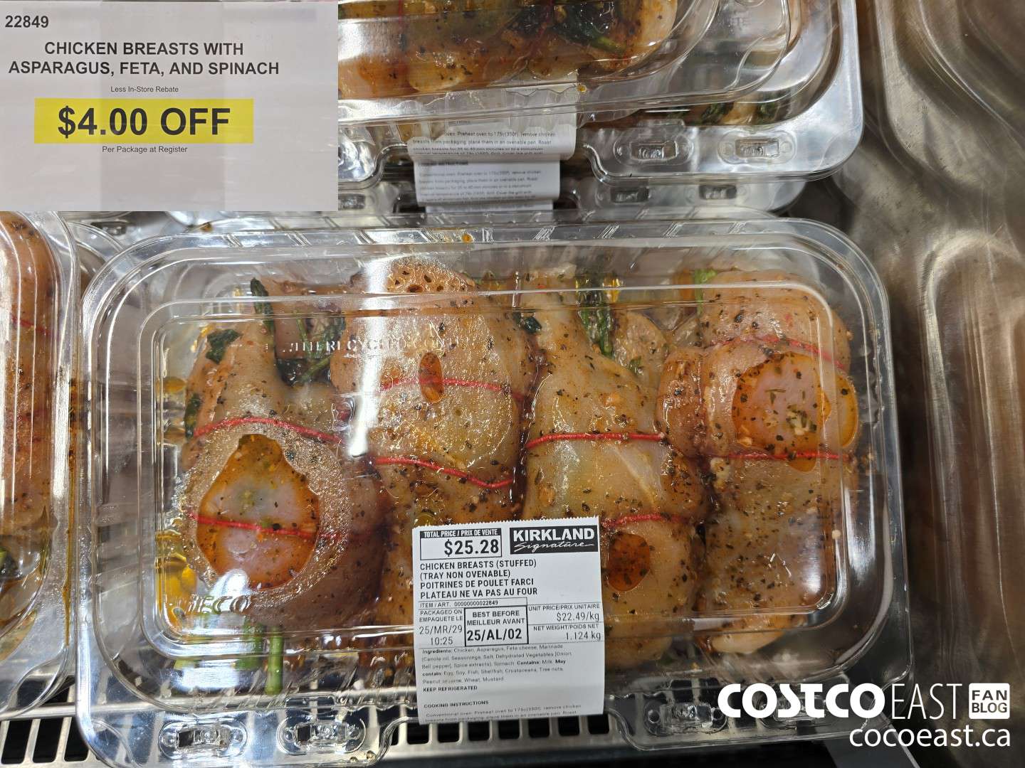 22849 CHICKEN BREASTS WITH ASPARAGUS, FETA AND SPINACH ($4.00 INSTANT SAVINGS)