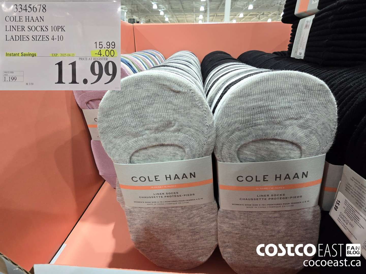 3345678 COLE HAAN NO SHOW SOCK 10PK LADIES SIZES 4-10 ($4.00 INSTANT SAVINGS EXPIRES ON 2025-04-13) $11.99