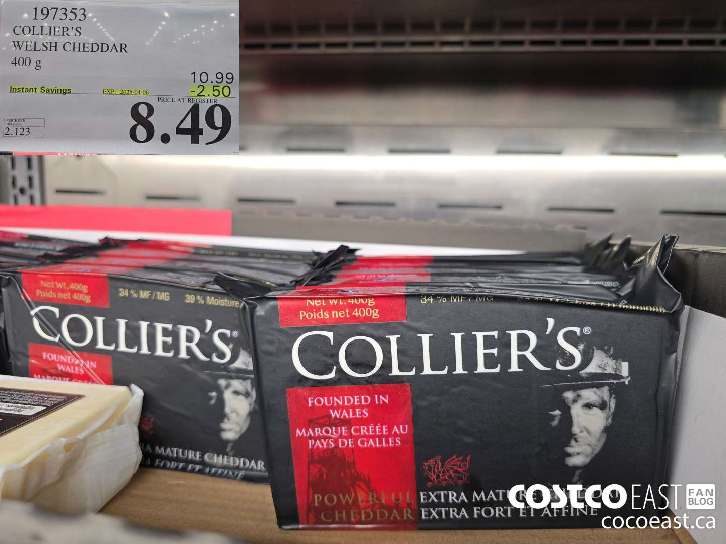 197353 COLLIER'S WELSH CHEDDAR 400G ($2.50 INSTANT SAVINGS EXPIRES ON 2025-04-06) $8.49