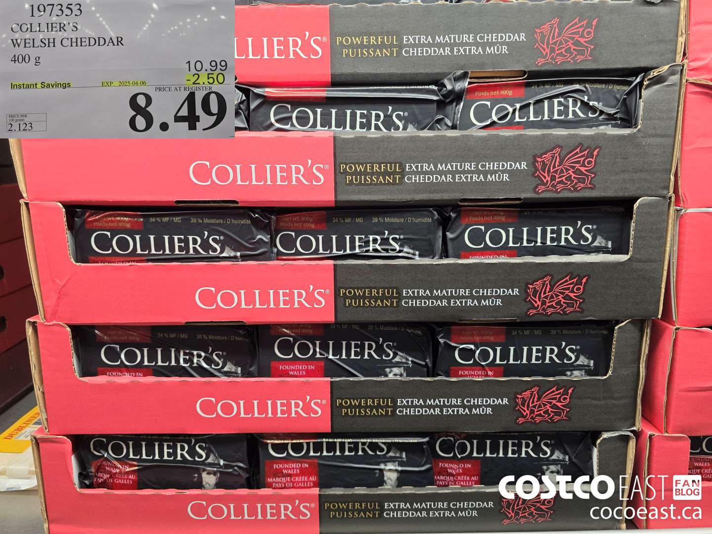 197353 COLLIER'S WELSH CHEDDAR 400G ($2.50 INSTANT SAVINGS EXPIRES ON 2025-04-06) $8.49