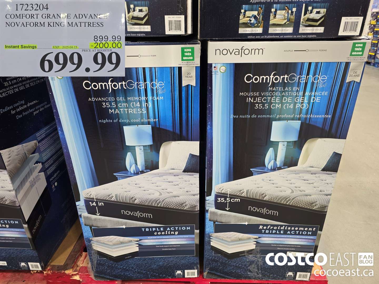 1723204 COMFORT GRANDE ADVANCE NOVAFORM KING MATTRESS 2025-04-13. ($200.00 INSTANT SAVINGS) $699.99