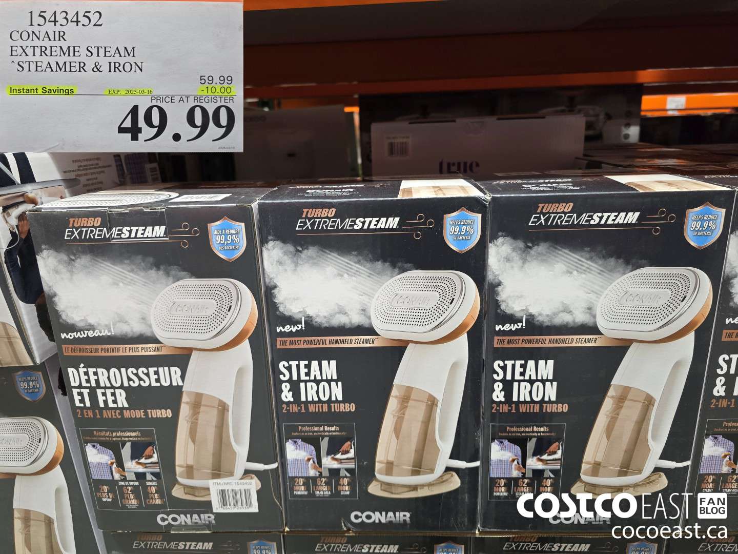 1543452 CONAIR EXTREME STEAM STEAMER & IRON ($10.00 INSTANT SAVINGS EXPIRES ON 2025-03-16) $49.99