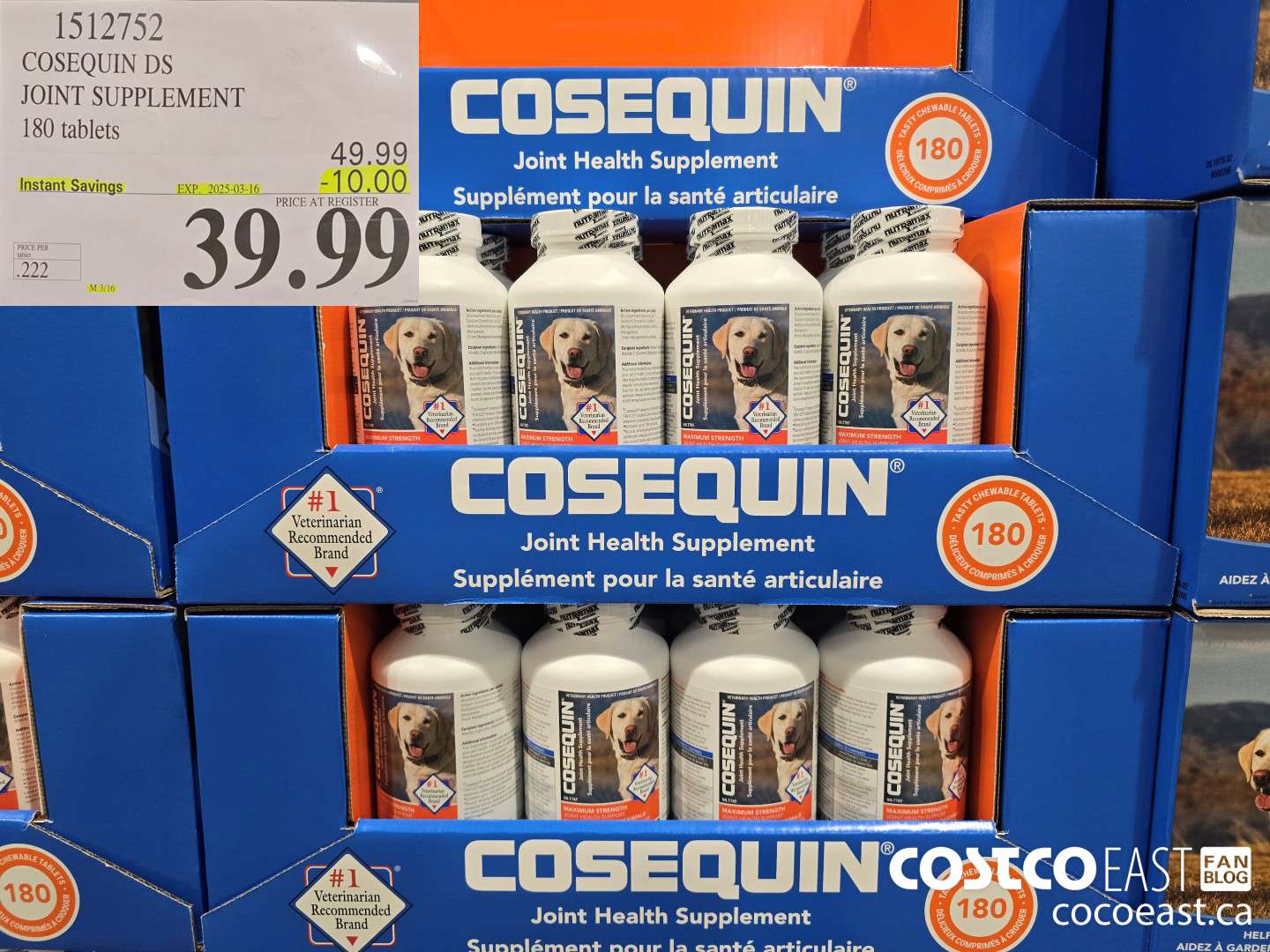 1512752 COSEQUIN DS JOINT SUPPLEMENT 180 TABLETS ($10.00 INSTANT SAVINGS EXPIRES ON 2025-03-16) $39.99