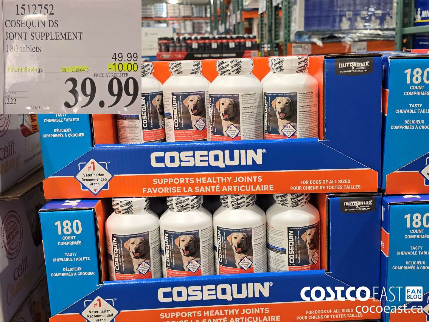 1512752 COSEQUIN DS JOINT SUPPLEMENT 180 TABLETS ($10.00 INSTANT SAVINGS EXPIRES ON 2025-04-13) $39.99