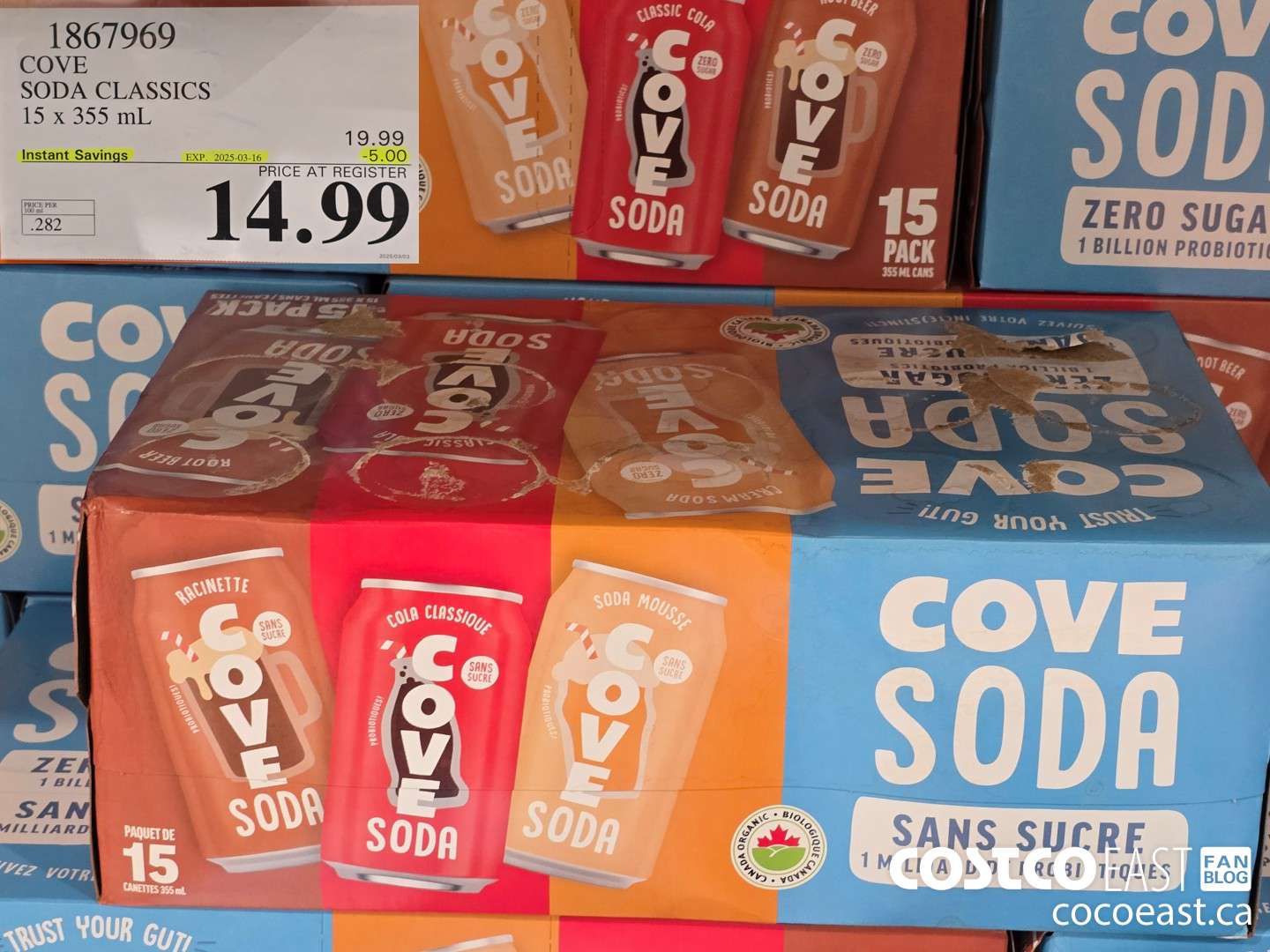 1867969 COVE SODA CLASSICS 15 X 355 ML ($5.00 INSTANT SAVINGS EXPIRES ON 2025-03-16) $14.99
