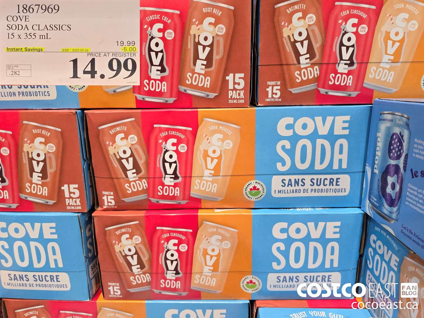 1867969 COVE SODA CLASSICS 15 X 355 ML ($5.00 INSTANT SAVINGS EXPIRES ON 2025-03-16) $14.99