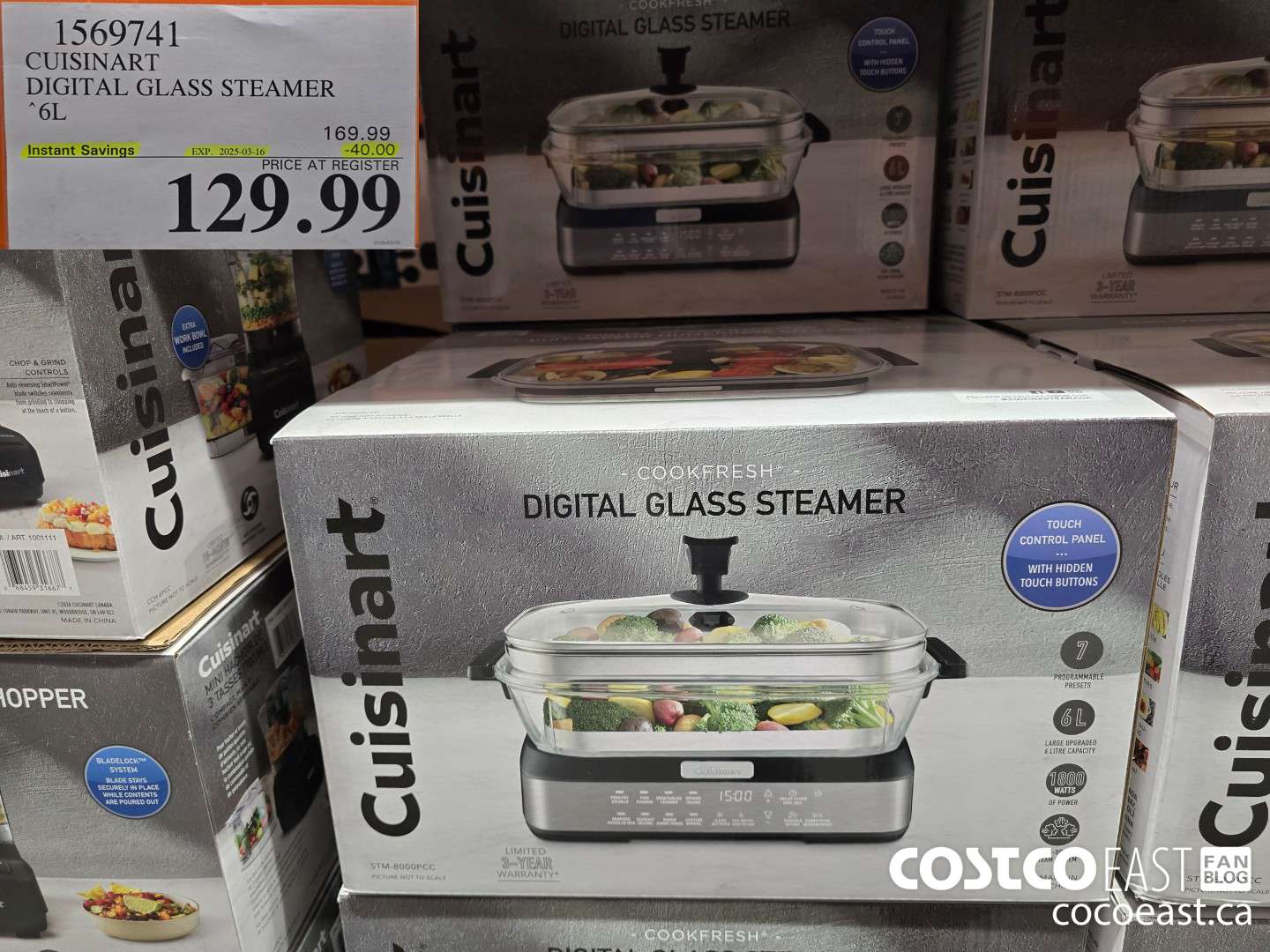 1569741 CUISINART DIGITAL GLASS STEAMER 6L ($40.00 INSTANT SAVINGS EXPIRES ON 2025-03-16) $129.99