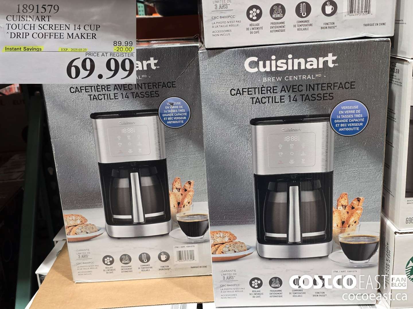 1891579 CUISINART TOUCH SCREEN 14 CUP DRIP COPFEE MAKER ($20.00 INSTANT SAVINGS EXPIRES ON 2025-03-23) $69.99