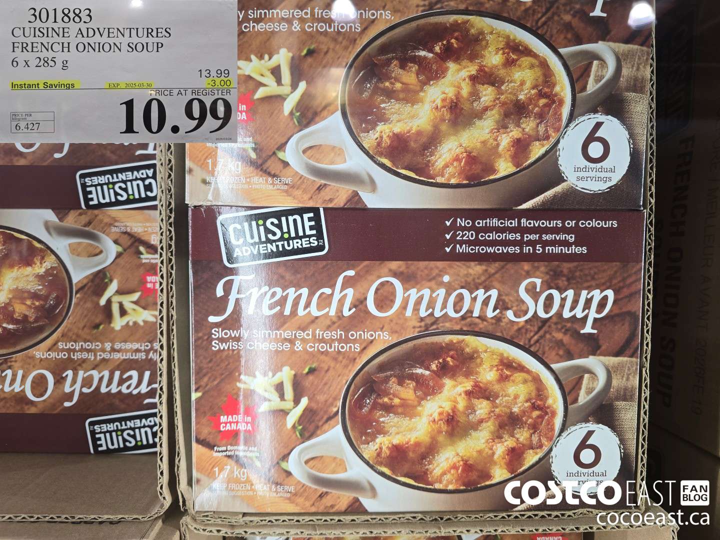 301883 CUISINE ADVENTURES FRENCH ONION SOUP 6 X 285 G ($3.00 INSTANT SAVINGS EXPIRES ON 2025-03-30) $10.99