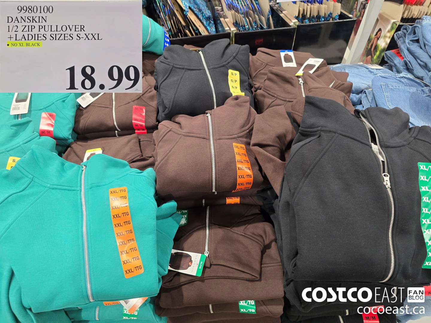 9980100 DANSKIN 1/2 ZIP PULLOVER + LADIES SIZES S-XXL $18.99