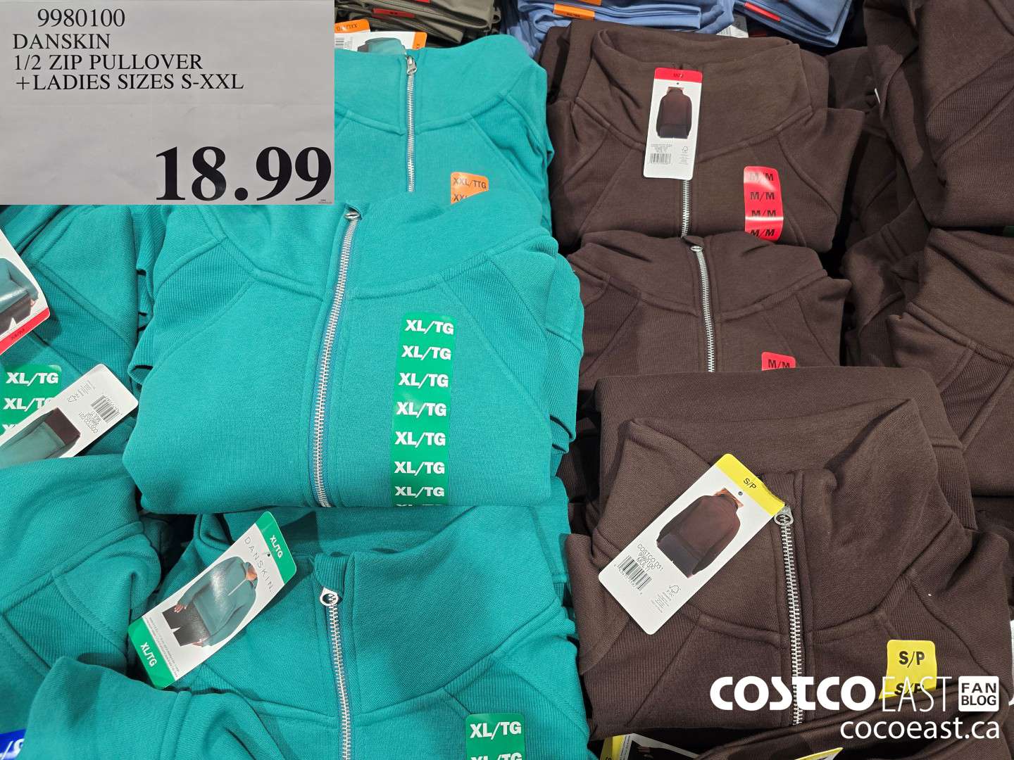 9980100 DANSKIN 1/2 ZIP PULLOVER + LADIES SIZES S-XXL $18.99