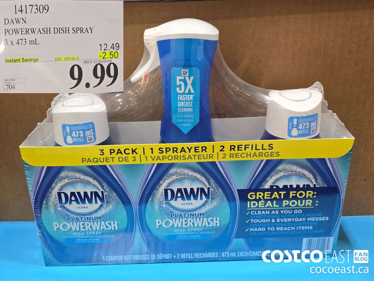 1417309 DAWN POWERWASH DISH SPRAY 3 X 473 mL ($2.50 INSTANT SAVINGS EXPIRES ON 2025-04-13) $9.99