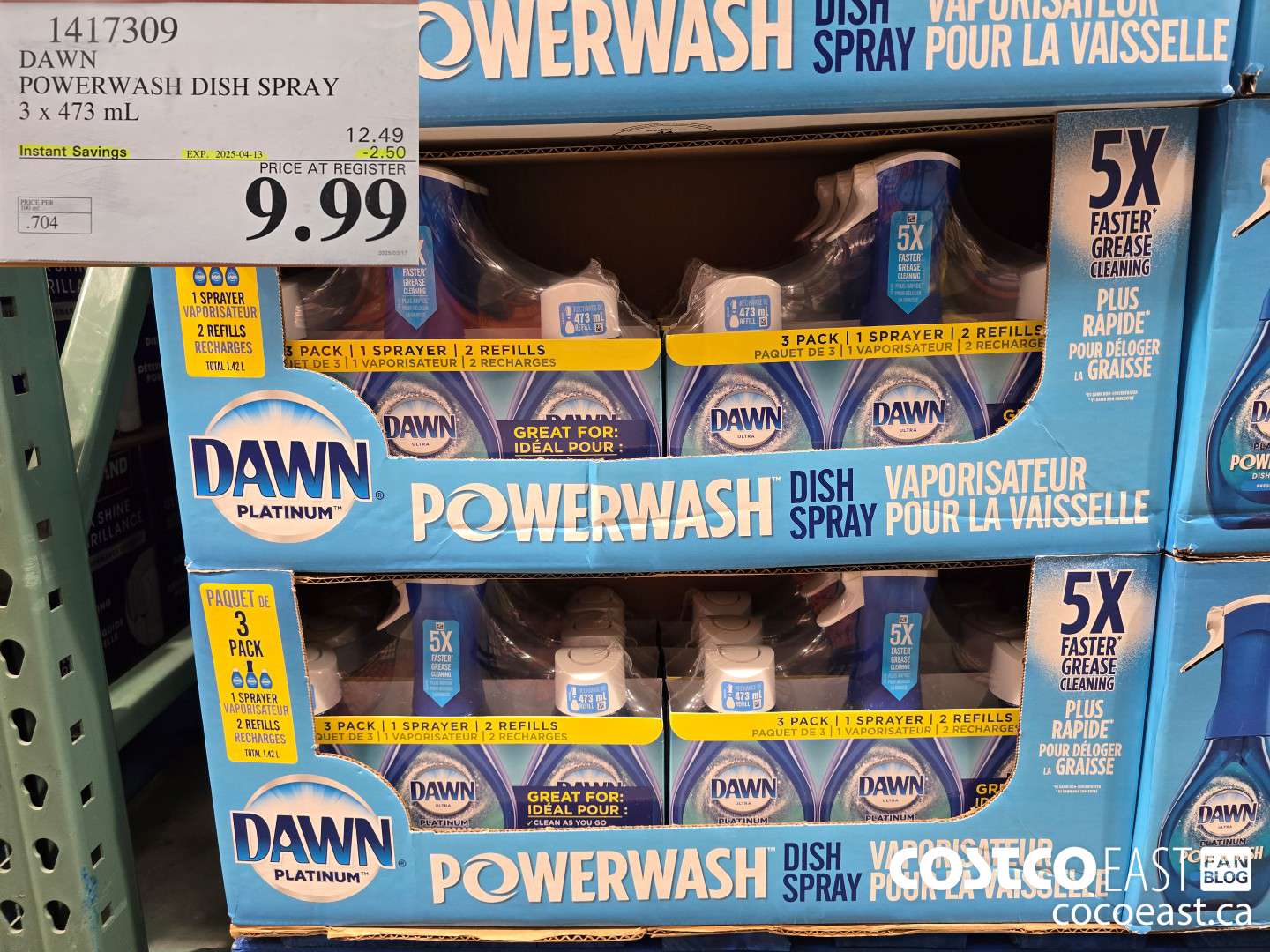 1417309 DAWN POWERWASH DISH SPRAY 3 X 473 mL ($2.50 INSTANT SAVINGS EXPIRES ON 2025-04-13) $9.99