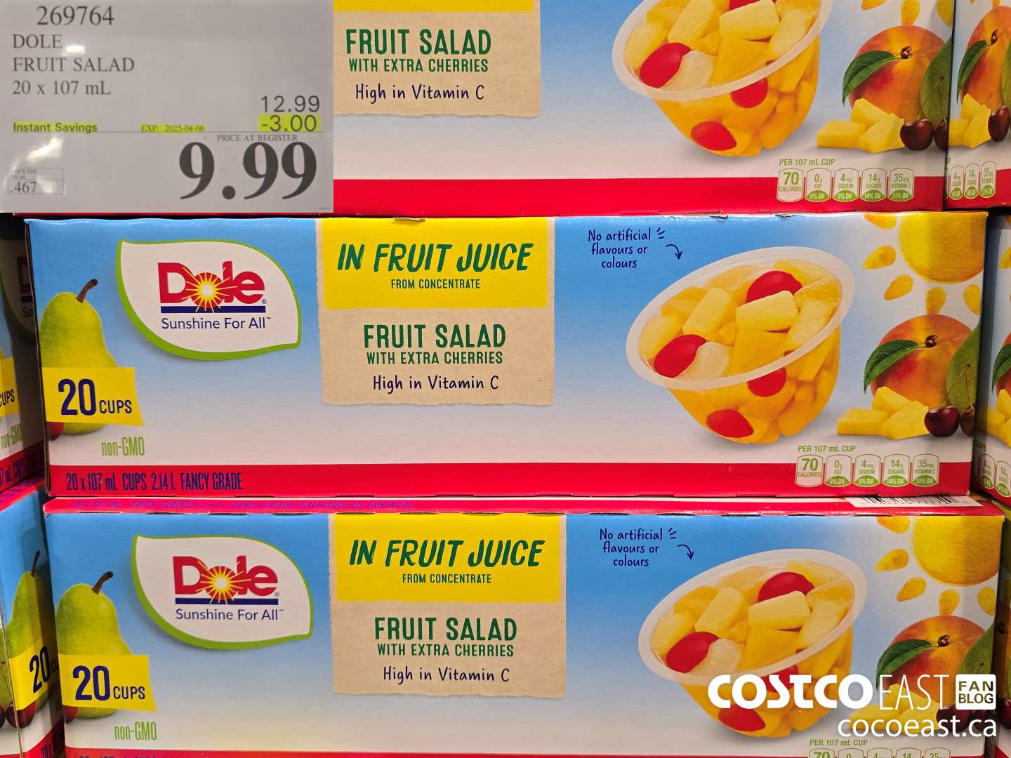 269764 DOLE FRUIT SALAD 20 x 107 mL ($3.00 INSTANT SAVINGS EXPIRES ON 2025-04-06) $9.99