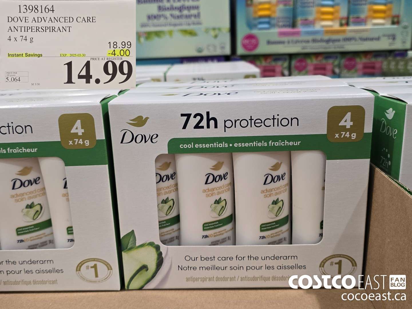 1398164 DOVE ADVANCED CARE ANTIPERSPIRANT 4 x 74G ($4.00 INSTANT SAVINGS EXPIRES ON 2025-03-30) $14.99