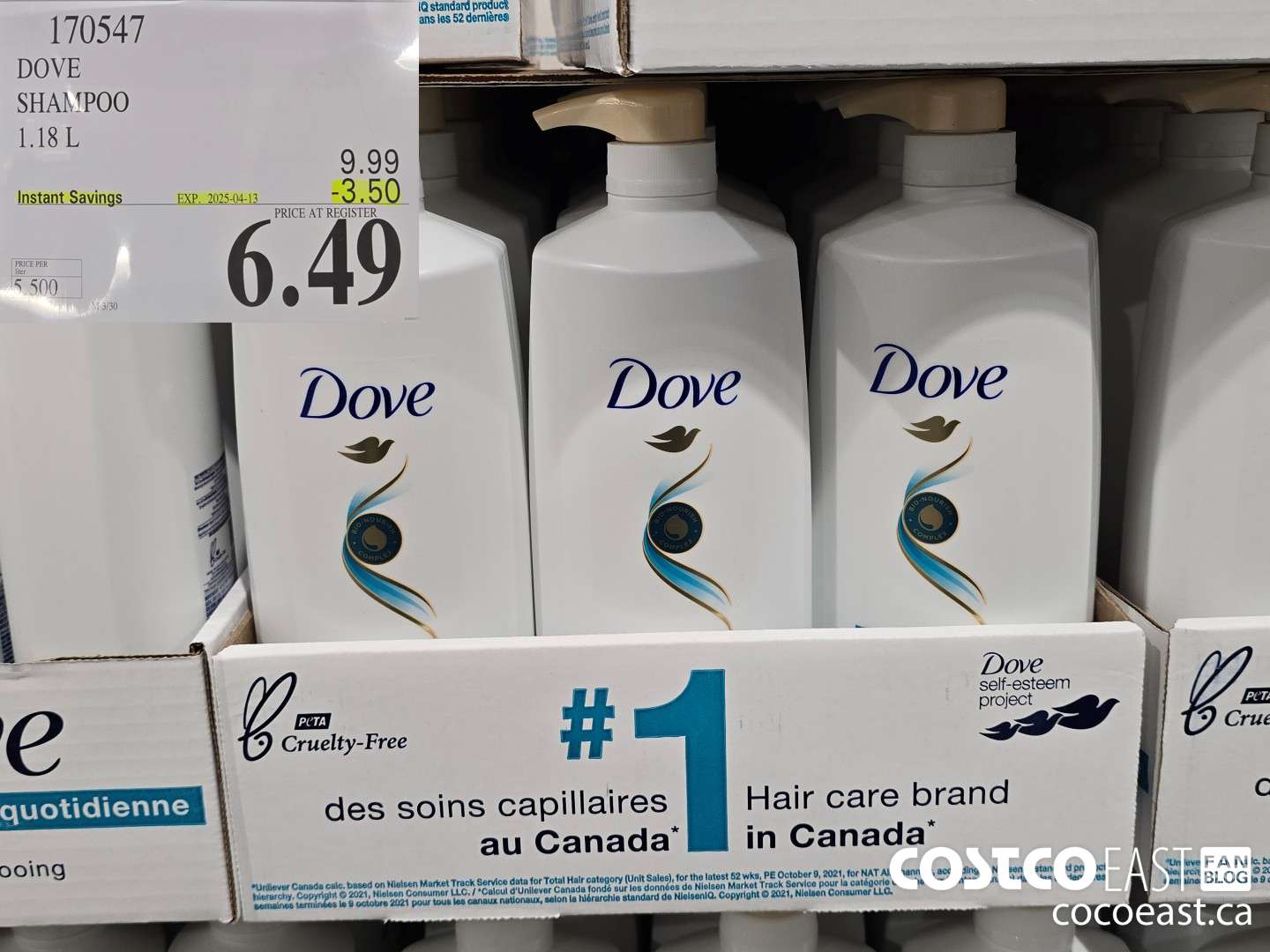 170547 DOVE SHAMPOO 1.18 L ($3.50 INSTANT SAVINGS EXPIRES ON 2025-04-13) $6.49