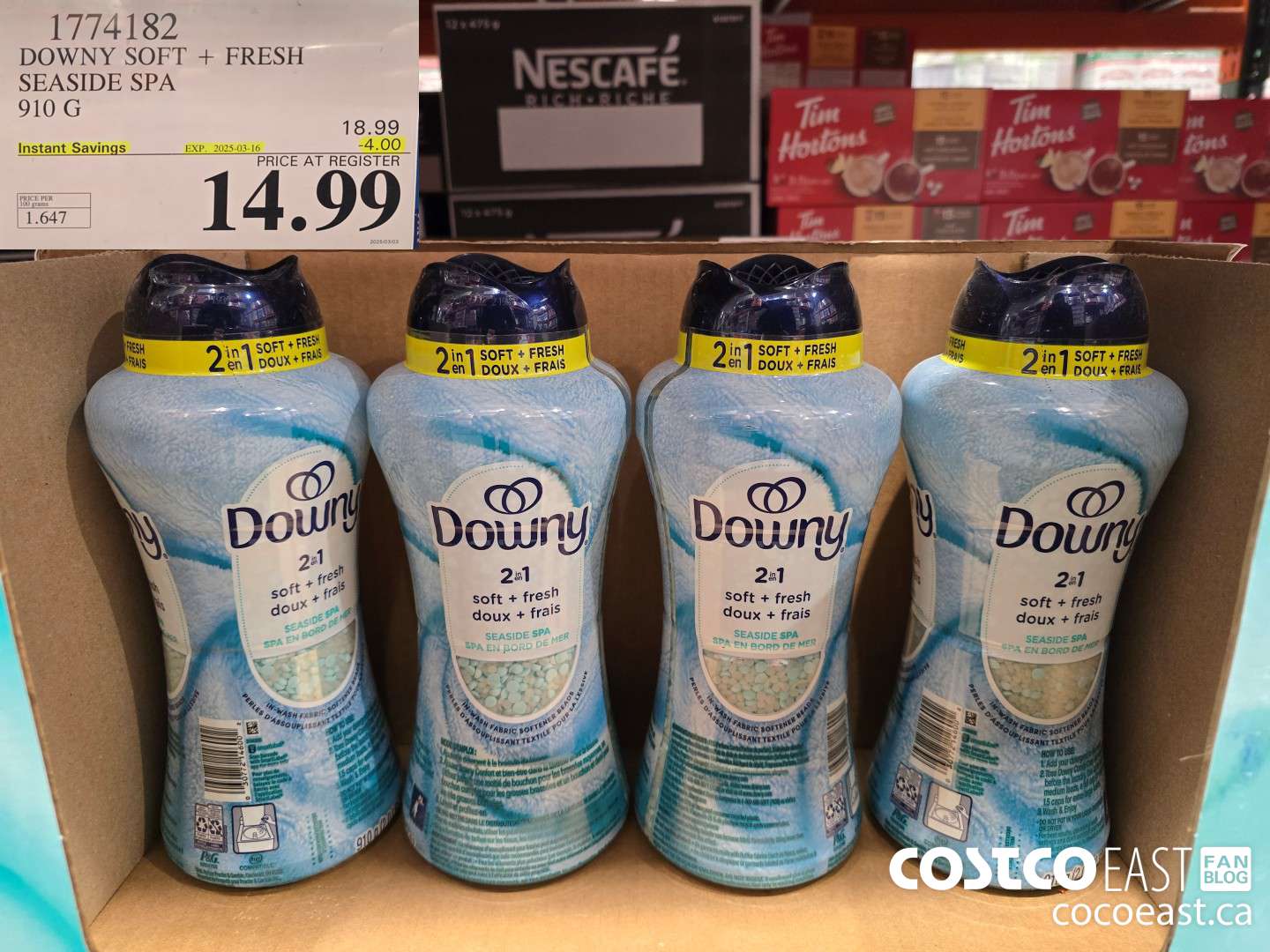 1774182 DOWNY SOFT + FRESH SEASIDE SPA 910 G ($4.00 INSTANT SAVINGS EXPIRES ON 2025-03-16) $14.99