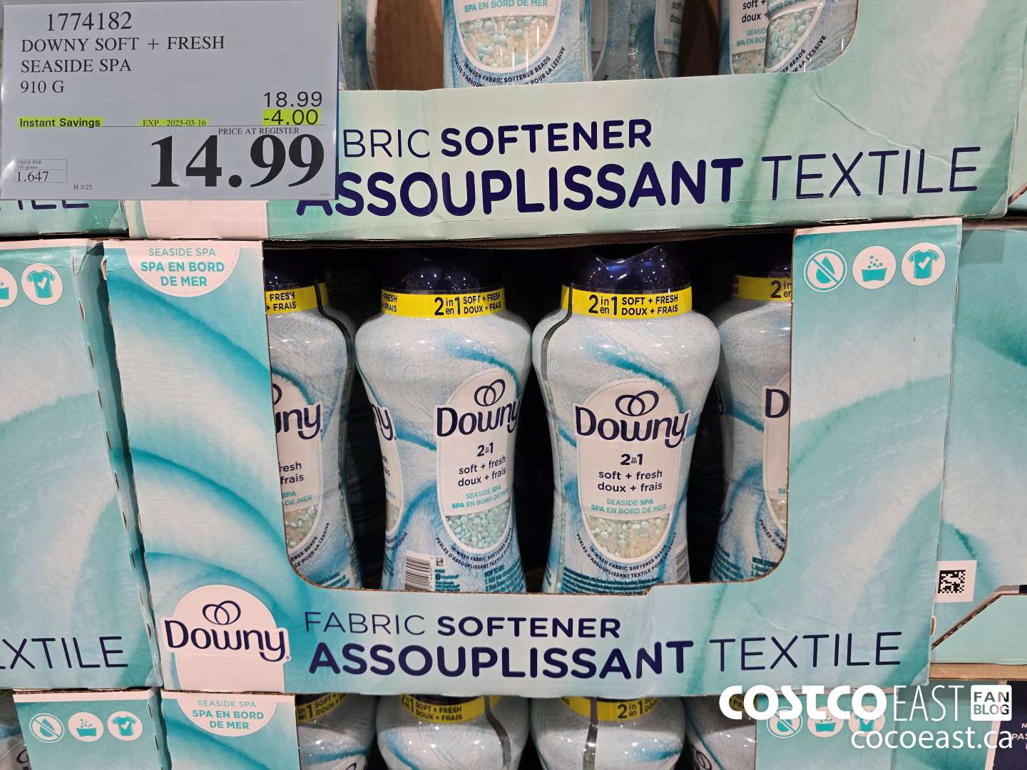 1774182 DOWNY SOFT + FRESH SEASIDE SPA 910 G ($4.00 INSTANT SAVINGS EXPIRES ON 2025-03-16) $14.99