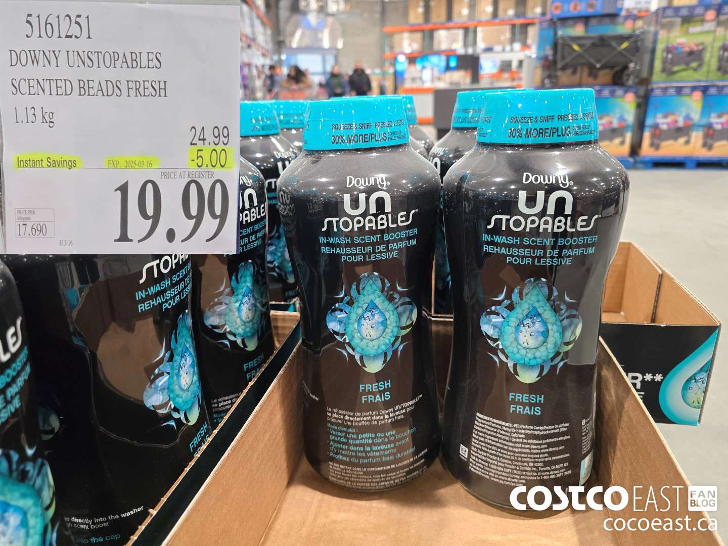 3161251 DOWNY UNSTOPABLES SCENTED BEADS FRESH 1.13 kg ($5.00 INSTANT SAVINGS EXPIRES ON 2025-03-16) $19.99