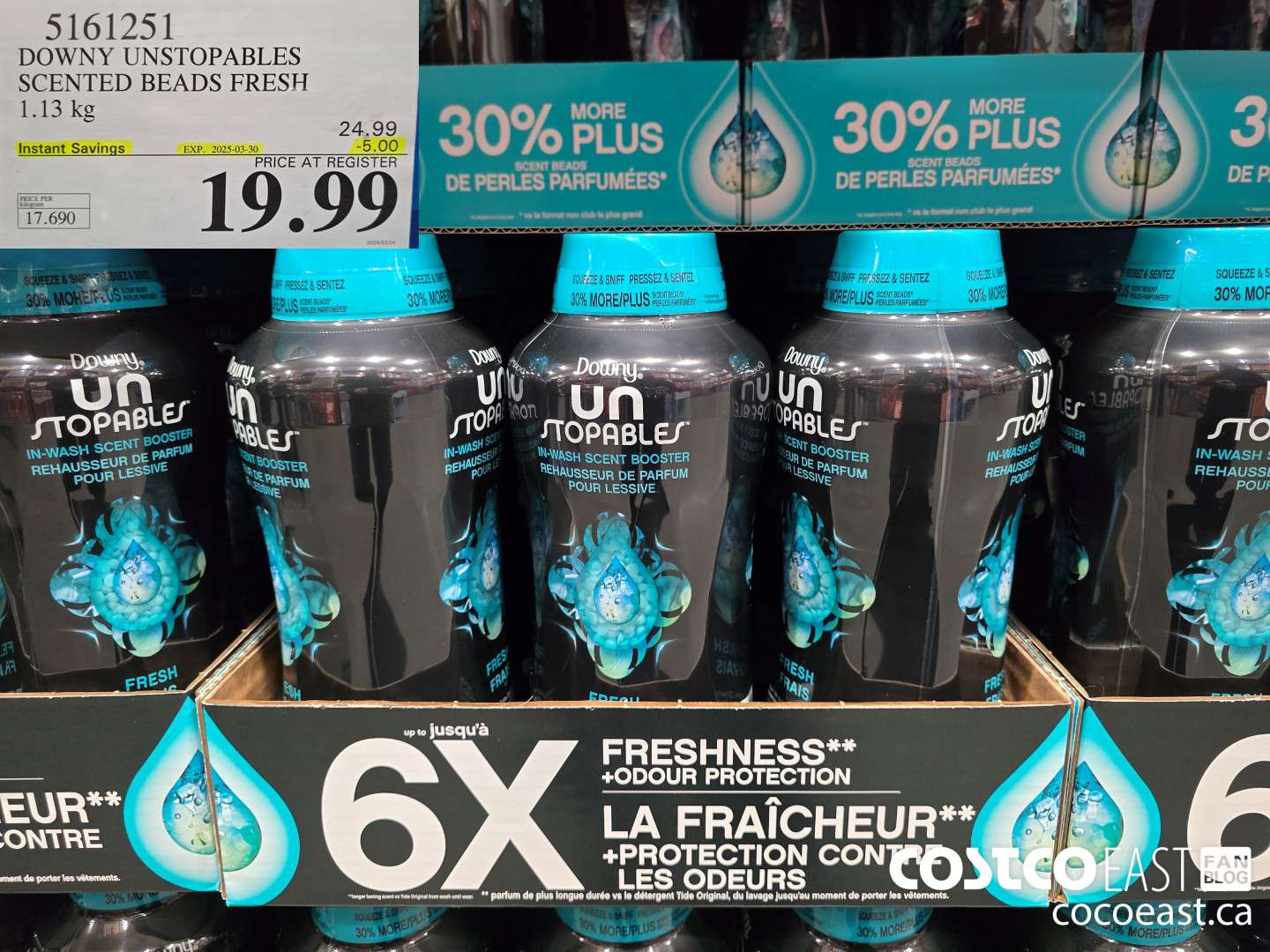 5161251 DOWNY UNSTOPABLES SCENTED BEADS FRESH 1.13 kg  ($5.00 INSTANT SAVINGS EXPIRES ON 2025-03-30) $19.99