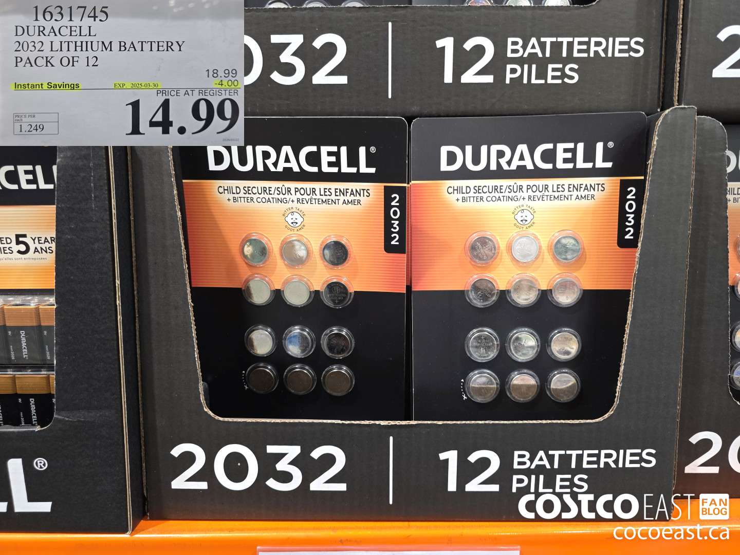 1631745 DURACELL 2032 LITHIUM BATTERY PACK OF 12 ($4.00 INSTANT SAVINGS EXPIRES ON 2025-03-30) $14.99
