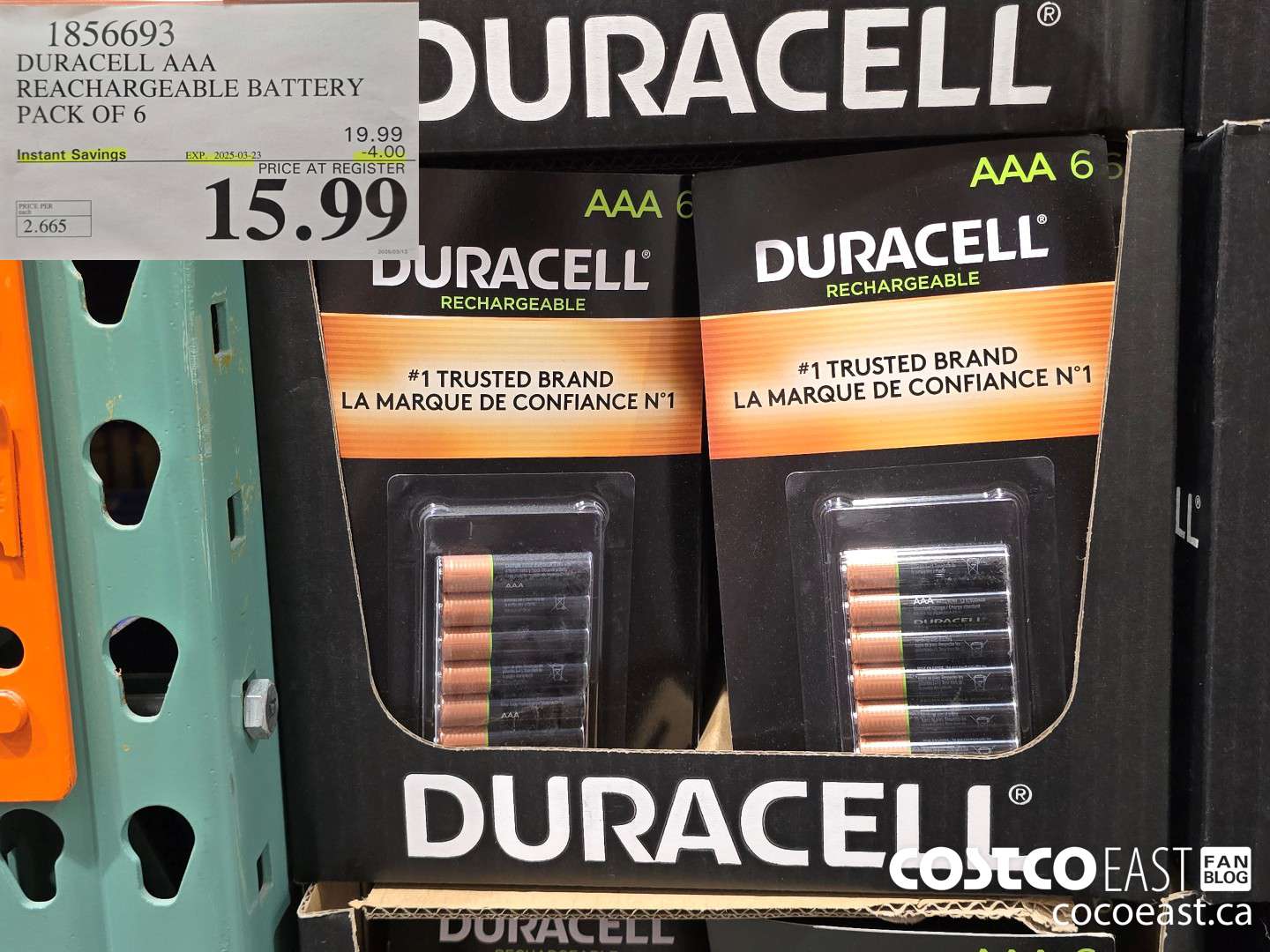 1856693 DURACELL AAA RECHARGEABLE BATTERY PACK OF 6 ($4.00 INSTANT SAVINGS EXPIRES ON 2025-03-23) $15.99