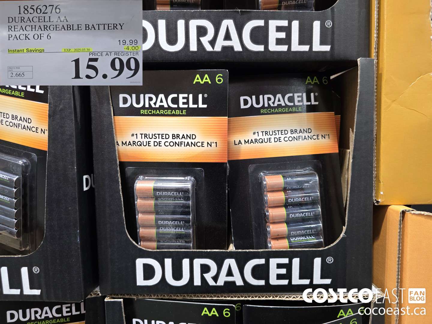 1856276 DURACELL AA RECHARGEABLE BATTERY PACK OF 6 ($4.00 INSTANT SAVINGS EXPIRES ON 2025-03-30) $15.99