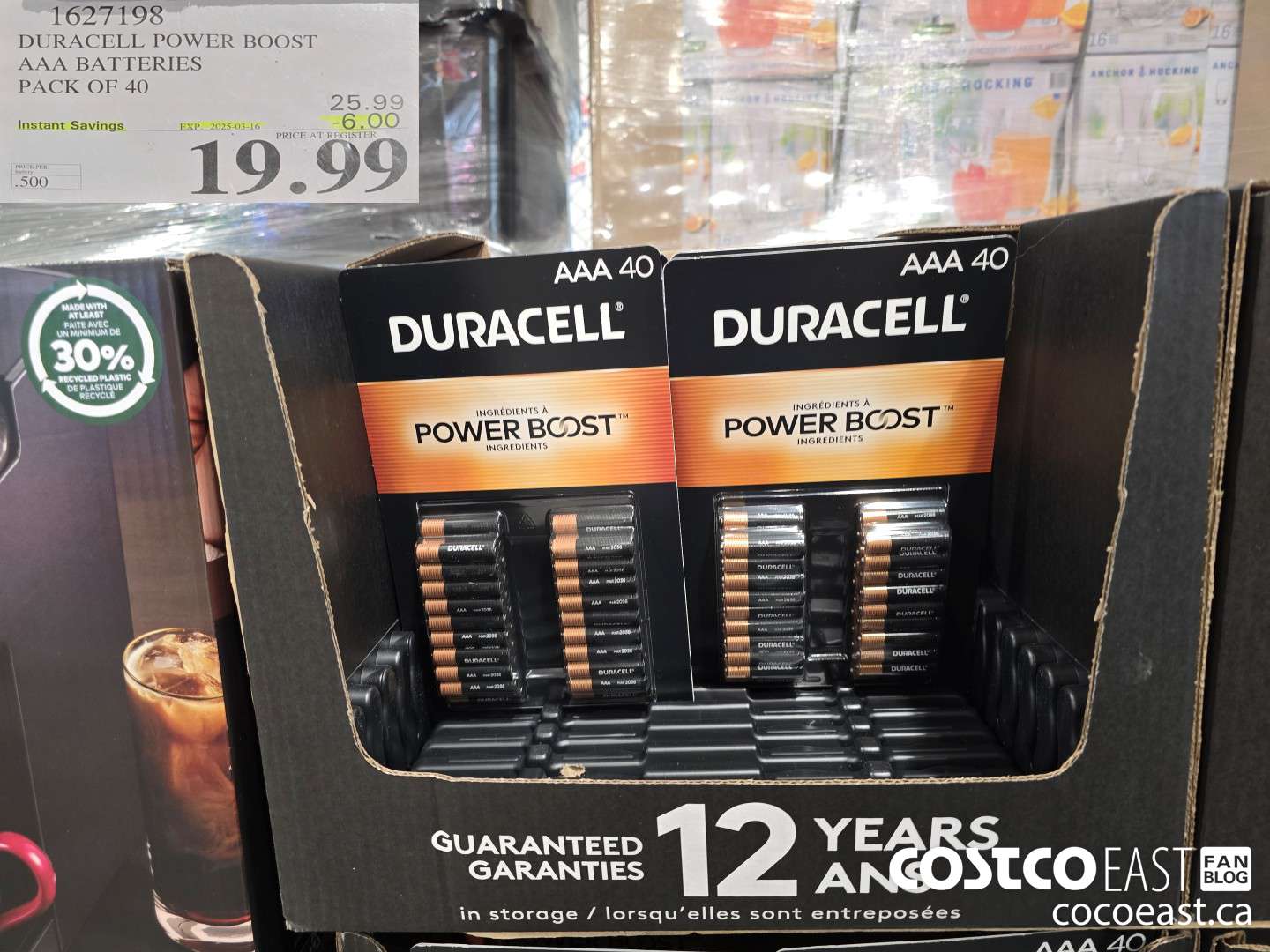 1627198 DURACELL POWER BOOST AAA BATTERIES PACK OF 40 ($6.00 INSTANT SAVINGS EXPIRES ON 2025-03-16) $19.99
