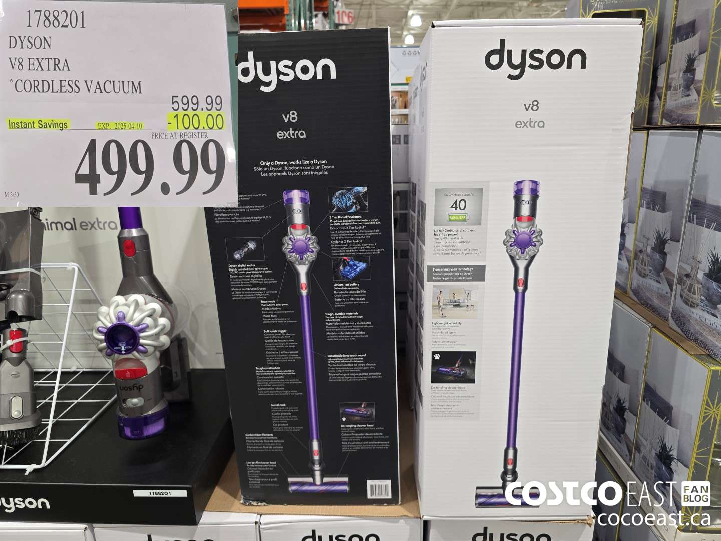 1788201 DYSON V8 EXTRA CORDLESS VACUUM ($100.00 INSTANT SAVINGS EXPIRES ON 2025-04-10) $499.99