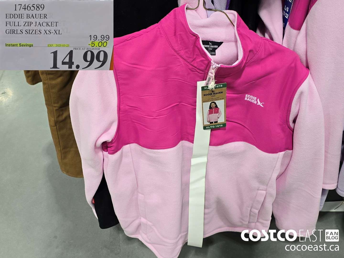 1746589 EDDIE BAUER FULL ZIP JACKET GIRLS SIZES XS-XL ($5.00 INSTANT SAVINGS EXPIRES ON 2025-03-23) $14.99