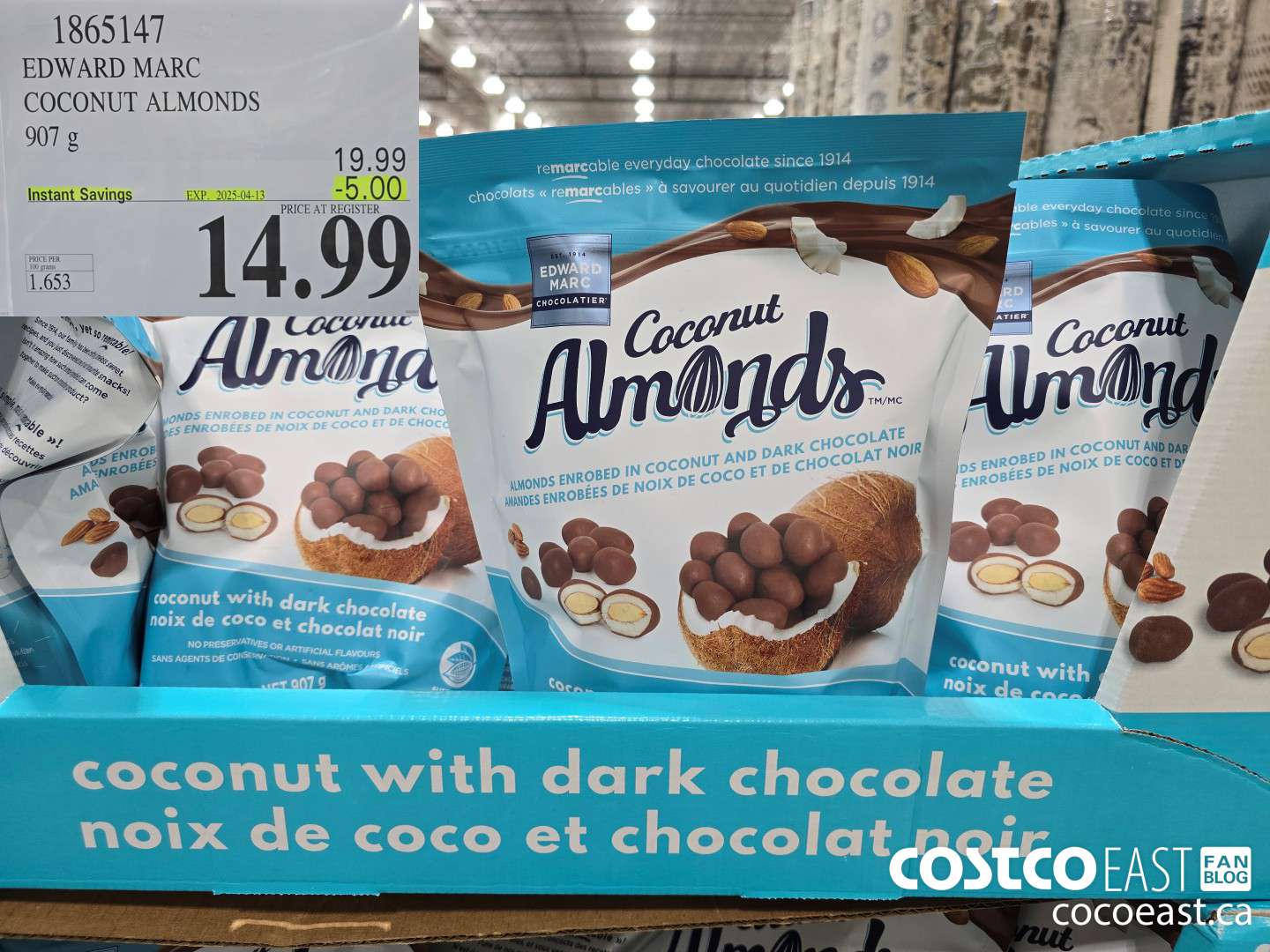 1865147 EDWARD MARC COCONUT ALMONDS 907 G ($5.00 INSTANT SAVINGS EXPIRES ON 2025-04-13) $14.99