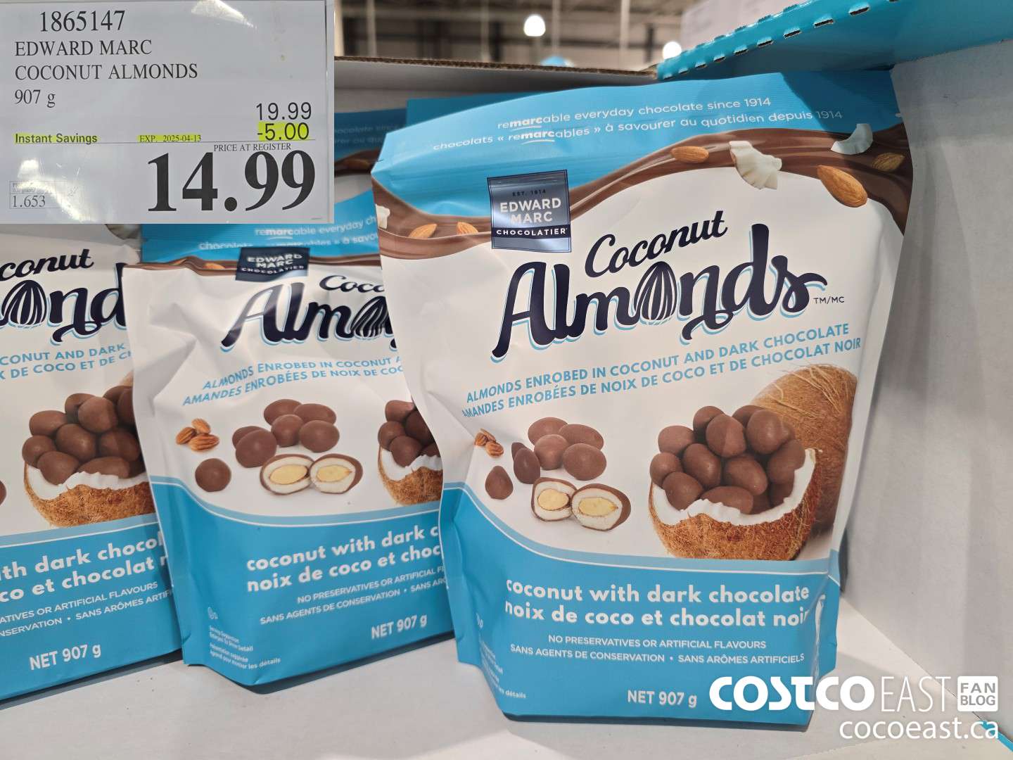 1865147 EDWARD MARC COCONUT ALMONDS 907 G ($5.00 INSTANT SAVINGS EXPIRES ON 2025-04-13) $14.99