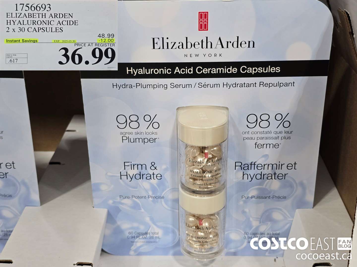 1756693 ELIZABETH ARDEN HYALURONIC ACID 2 x 30 CAPSULES ($12.00 INSTANT SAVINGS EXPIRES ON 2025-03-30) $36.99