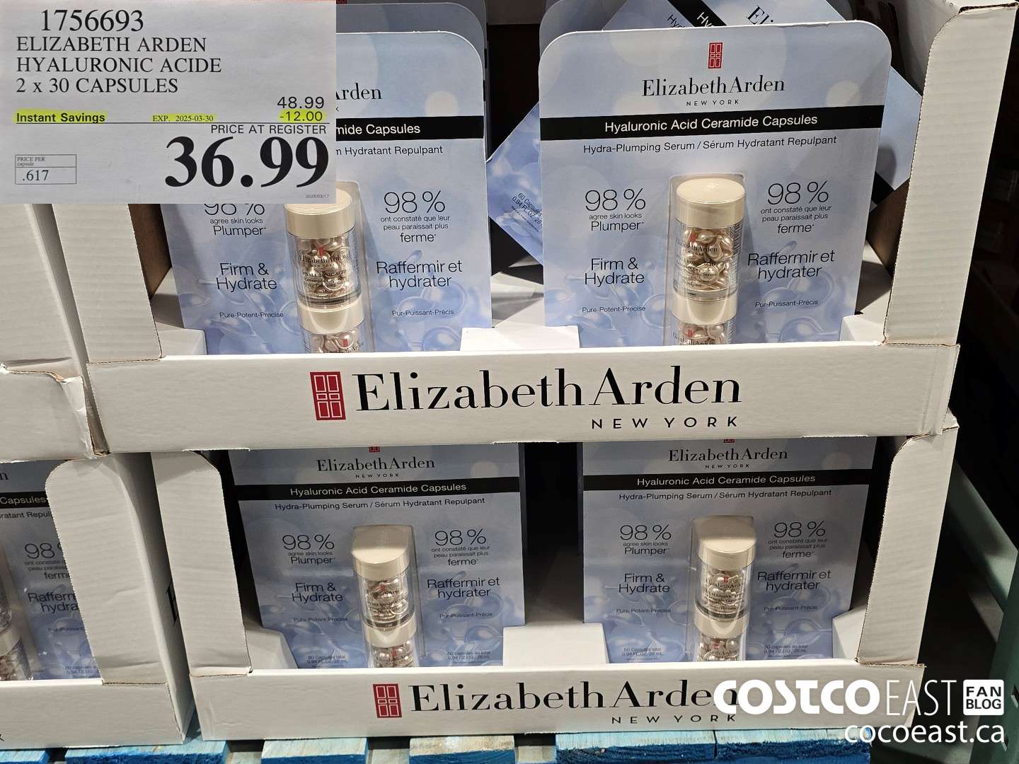 1756693 ELIZABETH ARDEN HYALURONIC ACID 2 x 30 CAPSULES ($12.00 INSTANT SAVINGS EXPIRES ON 2025-03-30) $36.99