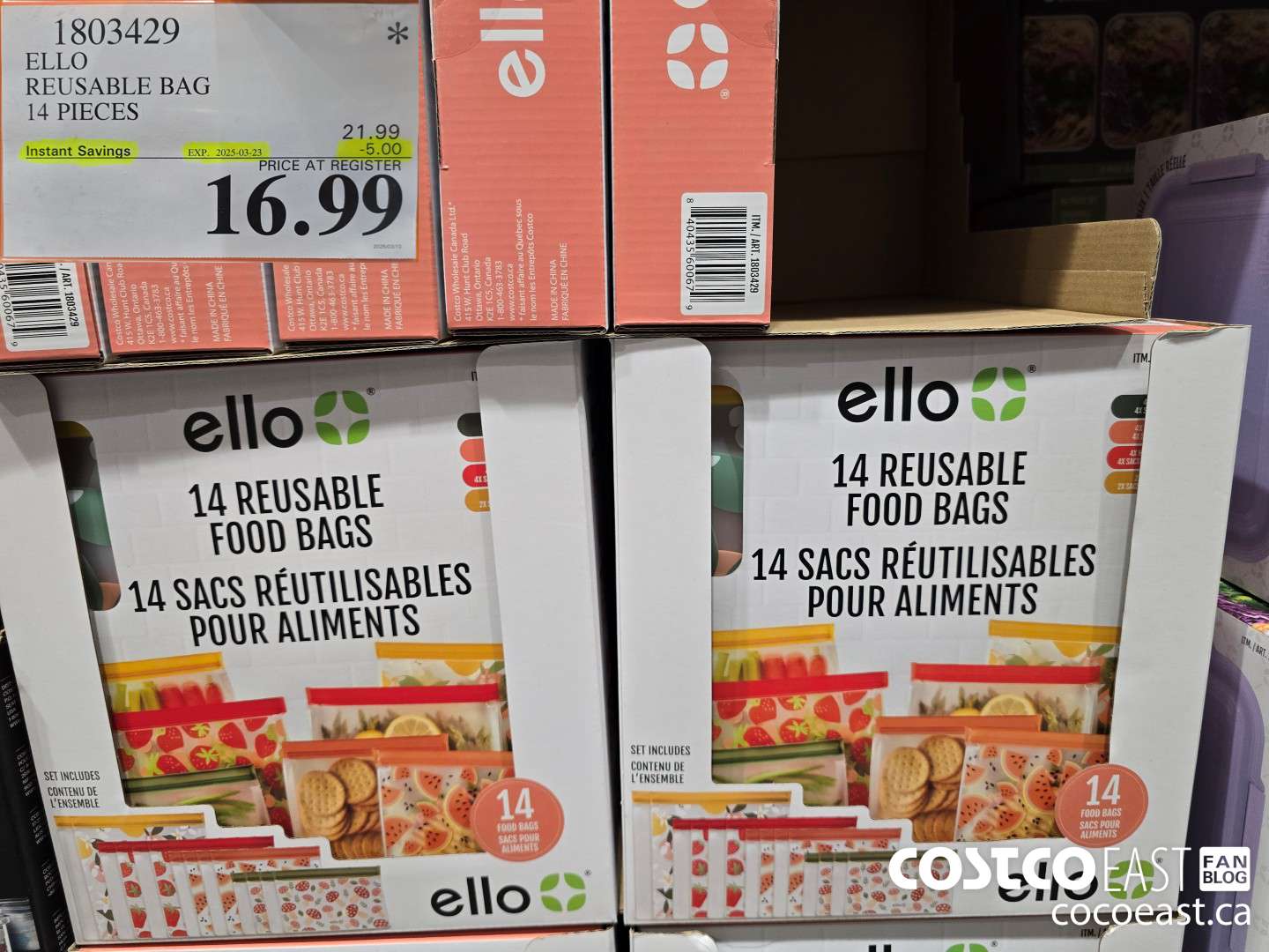 1803429 ELLO REUSABLE BAG 14 PIECES ($5.00 INSTANT SAVINGS EXPIRES ON 2025-03-23) $16.99