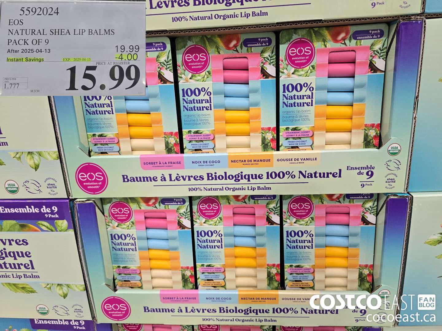 5592024 EOS NATURAL SHEA LIP BALMS PACK OF 9 ($4.00 INSTANT SAVINGS EXPIRES ON 2025-04-13) $15.99