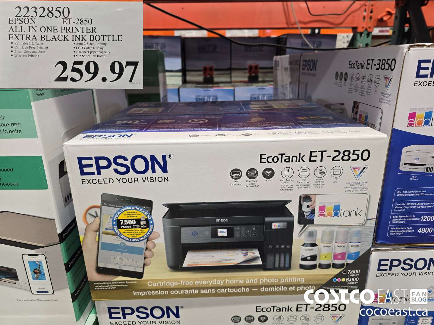 2232850 EPSON ET-2850 ALL IN ONE PRINTER EXTRA BLACK INK BOTTLE $259.97