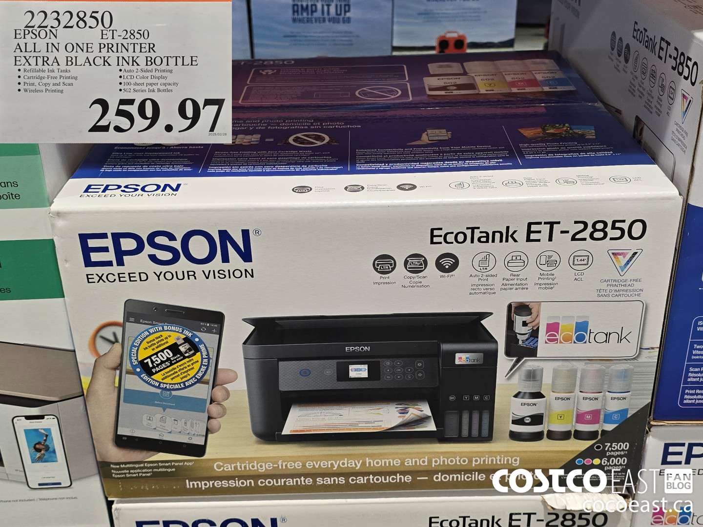 2232850 EPSON ET-2850 ALL IN ONE PRINTER EXTRA BLACK INK BOTTLE $259.97