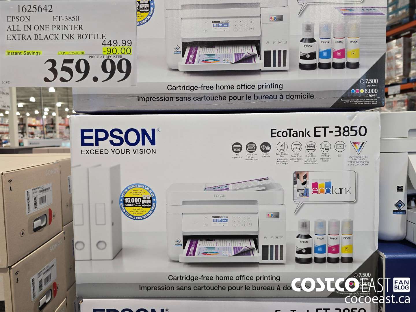 1625642 EPSON ET-3850 ALL IN ONE PRINTER EXTRA BLACK INK BOTTLE ($90.00 INSTANT SAVINGS EXPIRES ON 2025-03-30) $359.99