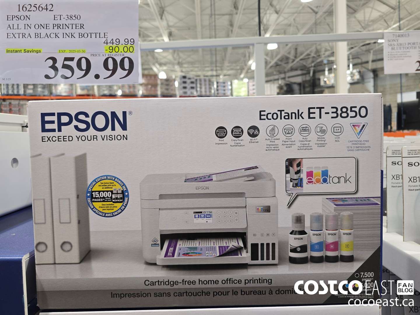 1625642 EPSON ET-3850 ALL IN ONE PRINTER EXTRA BLACK INK BOTTLE ($90.00 INSTANT SAVINGS EXPIRES ON 2025-03-30) $359.99