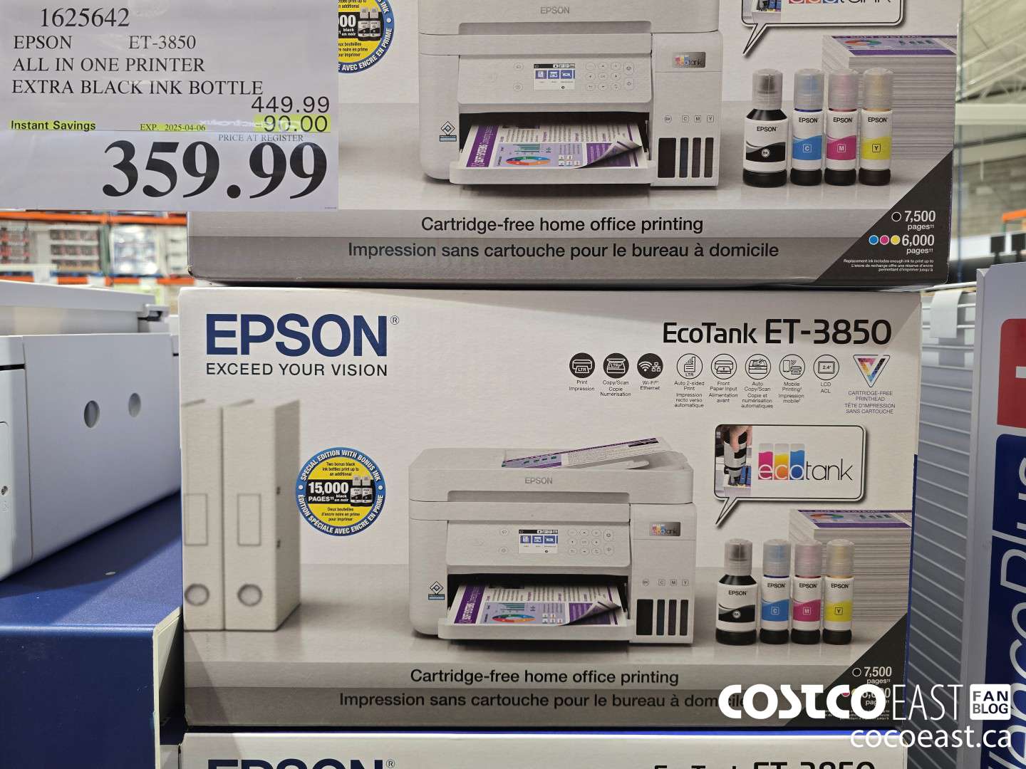 1625642 EPSON ET-3850 ALL IN ONE PRINTER EXTRA BLACK INK BOTTLE ($90.00 INSTANT SAVINGS EXPIRES ON 2025-04-06) $359.99