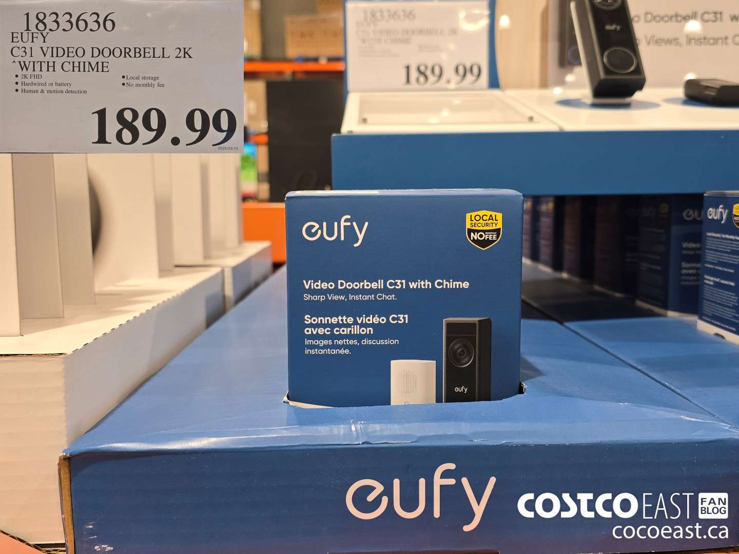 1833636 EUFY C30 VIDEO DOORBELL 2K WITH CHIME $189.99