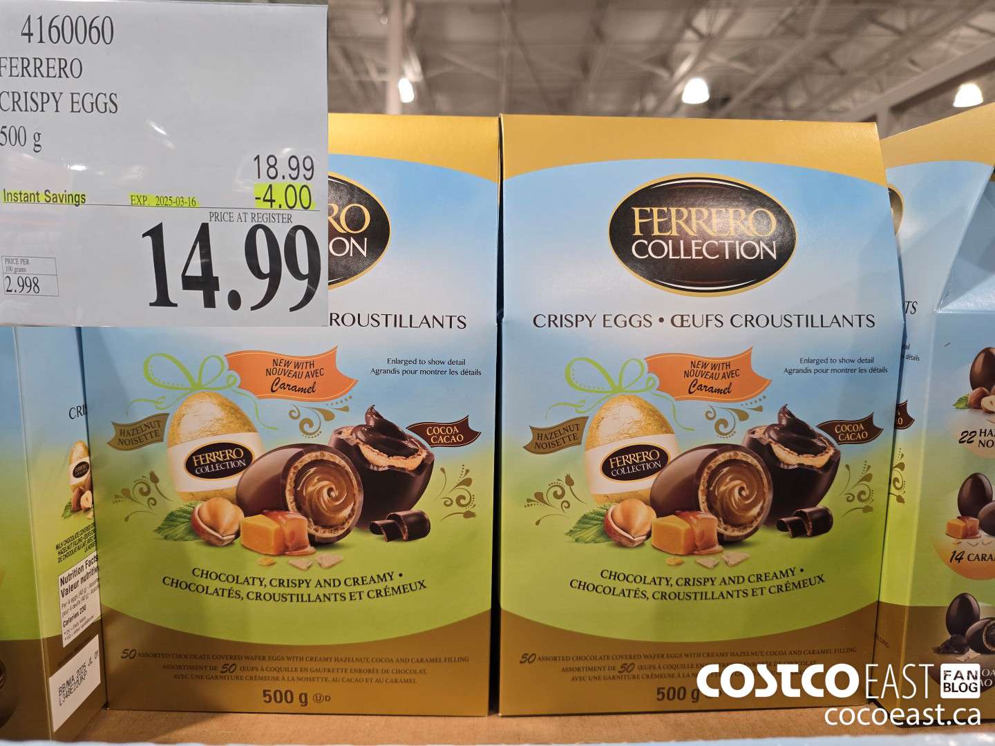 4160060 FERRERO CRISPY EGGS 500 G ($4.00 INSTANT SAVINGS EXPIRES ON 2025-03-16) $14.99